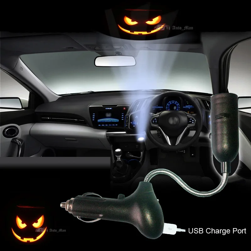 

Horror Halloween Pumpkin Logo LED Atmosphere Light Car Cigarette Dome Roof Lamp Laser Projector Ghost Shadow Decorative