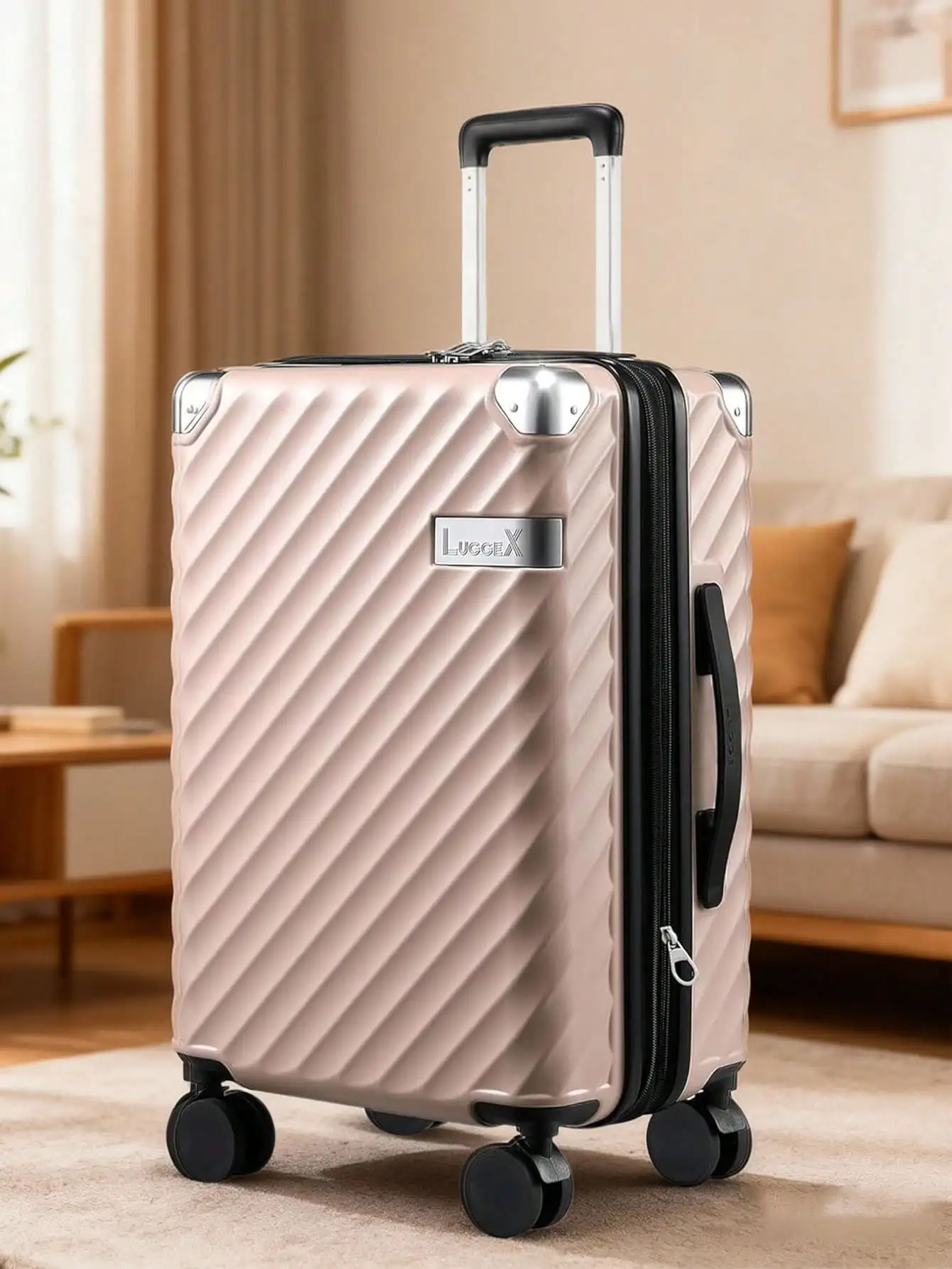 1pcs New 20 Inch Luggage With Spinner Wheels, Polycarbonate Expandable Hard Shell Suitcase
