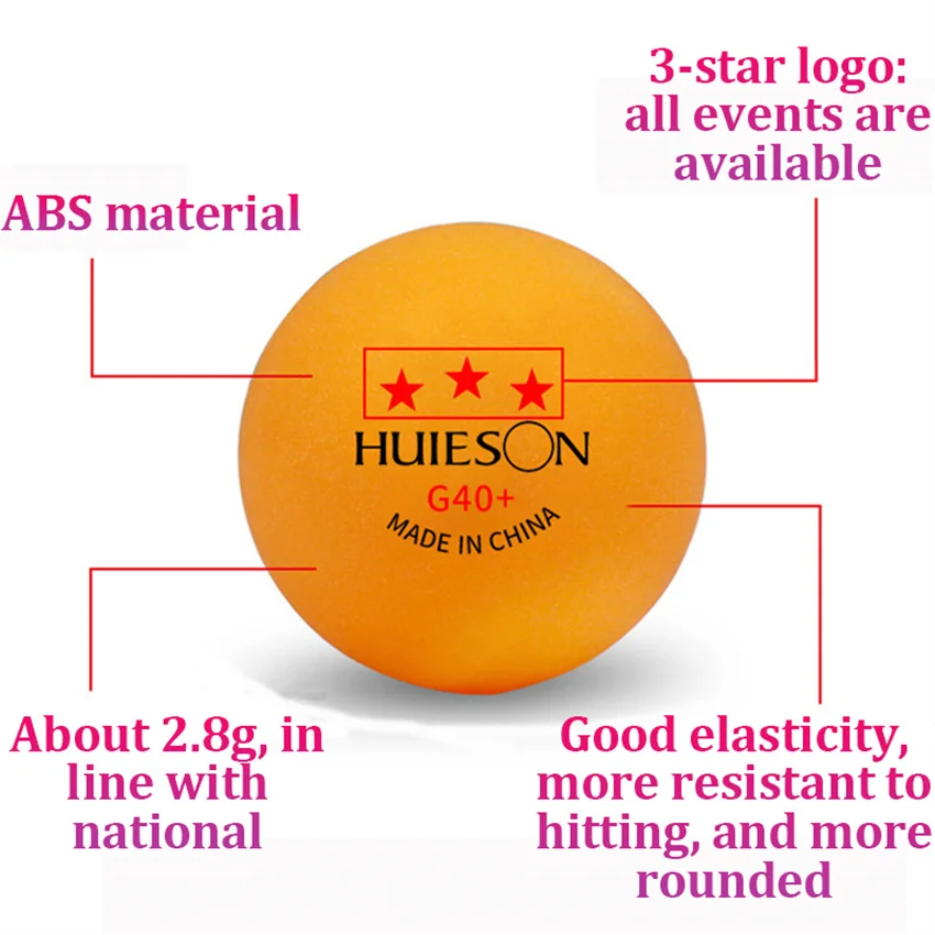 Huieson 3 Star 20~100 Stück Tischtennisbälle Neues Material ABS 40+ Professionelle Tischtennisbälle Tischtennis für Wettbewerb – Detail 2