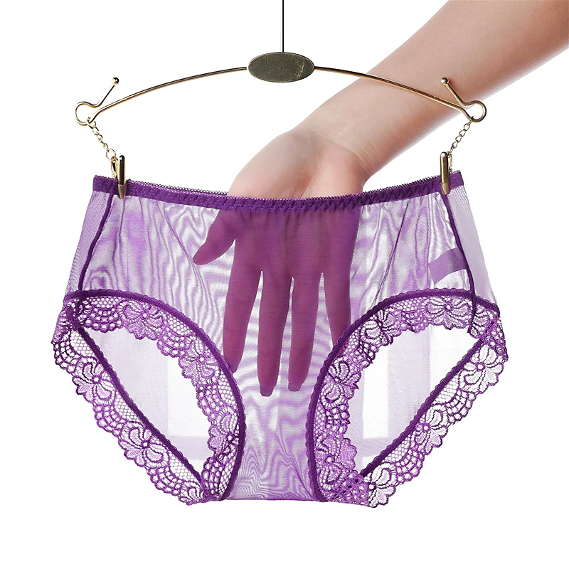 Transparent Sexy Panties Women Lace Up Underwear Ultra-thin Mesh Briefs Seamless Seductive Perspective Smooth Female Underpants