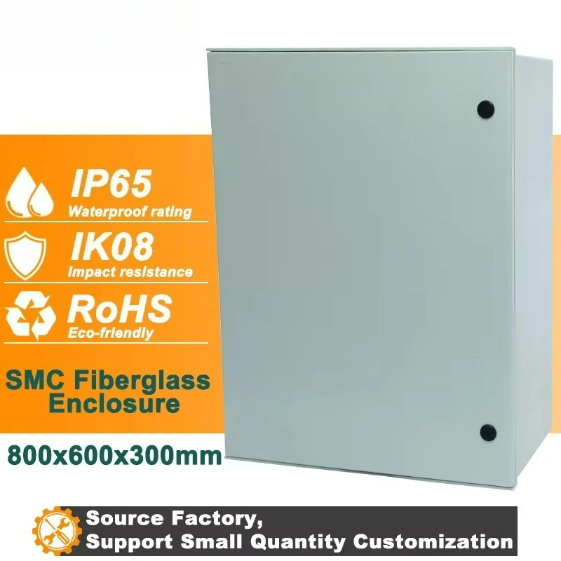 IP65 outdoor waterproof RH860 distribution box electrical shell 800x600x300mm flame retardant polyester gray 380V