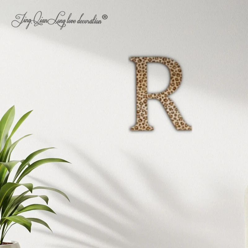 Custom wooden Word Sign, Leopard Print Fabric Decal Wall Letters – Custom Name or Monogram