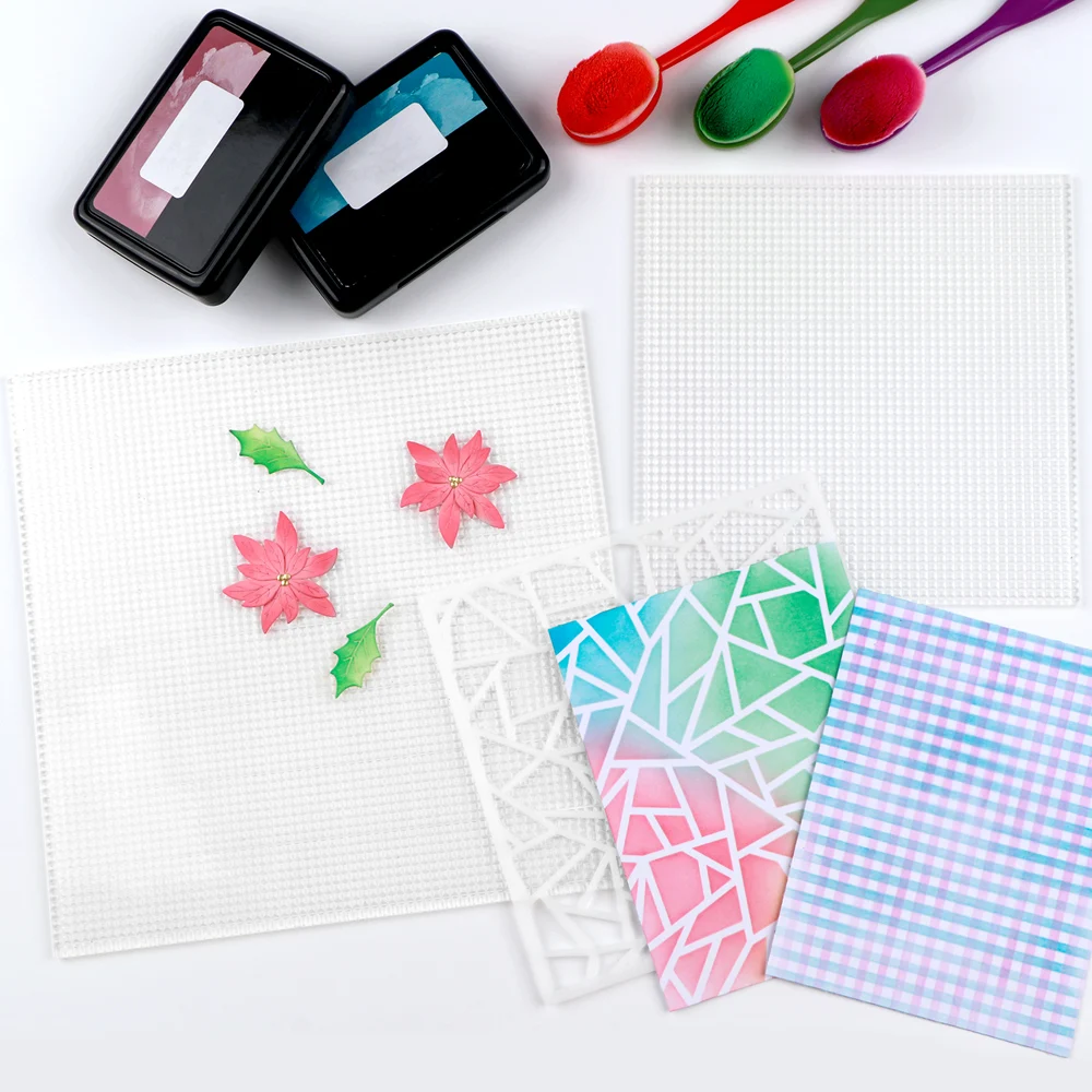 Low Tack Sticky Mat with Grid Clear Photopolymer Craft Low Tacky Mat for Stamping Stenciling Ink Blending Positioning Designs