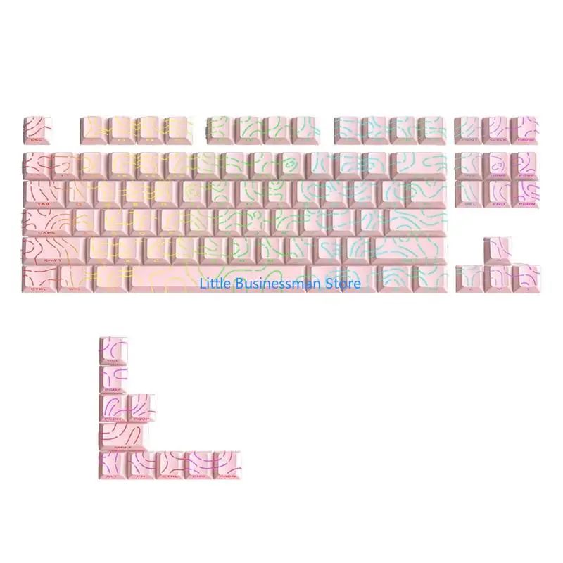 Professionelle 97-Tasten-PBT-Tastenkappen mit seitlichem Druckdesign und erstklassiger Verschleißfestigkeit für Gamer M76A – Detail 9