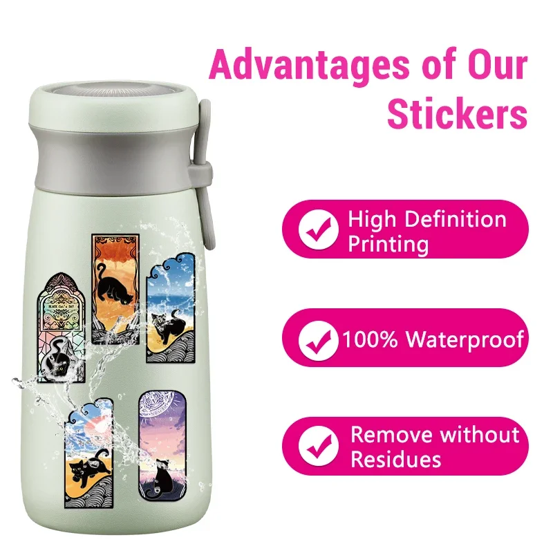 50 قطعة ملصقات القطط المضحكة اللطيفة شفافة القوطية الأسود القط الشارات لأجهزة الكمبيوتر المحمول زجاجات المياه DIY بها بنفسك سجل القصاصات موضوع الحيوانات الأليفة