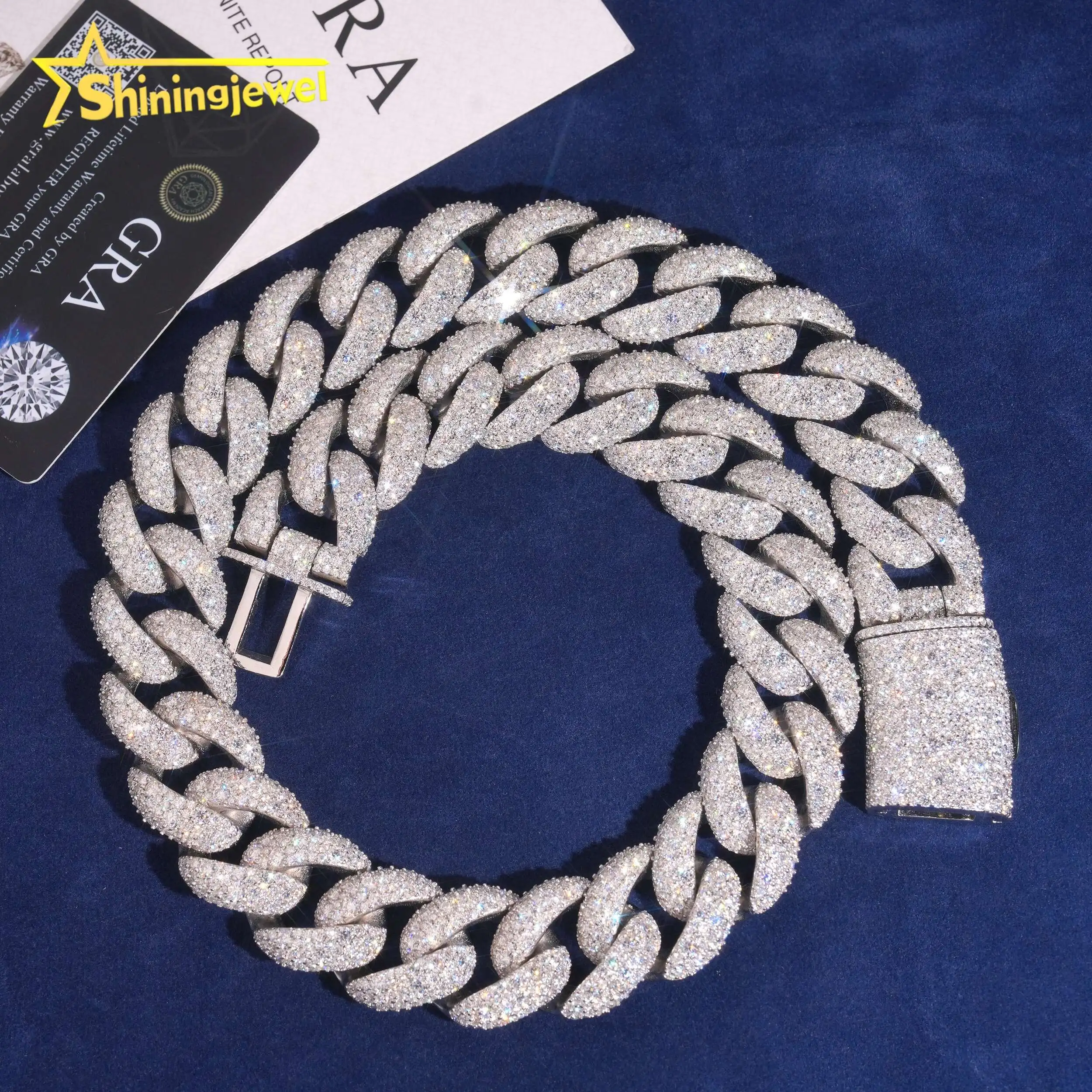23mm Big Ass Chain Solid 925 Sterling Silver Hip Hop Jewelry Men Necklace Iced Out Moissanite Cuban Chain Necklace...