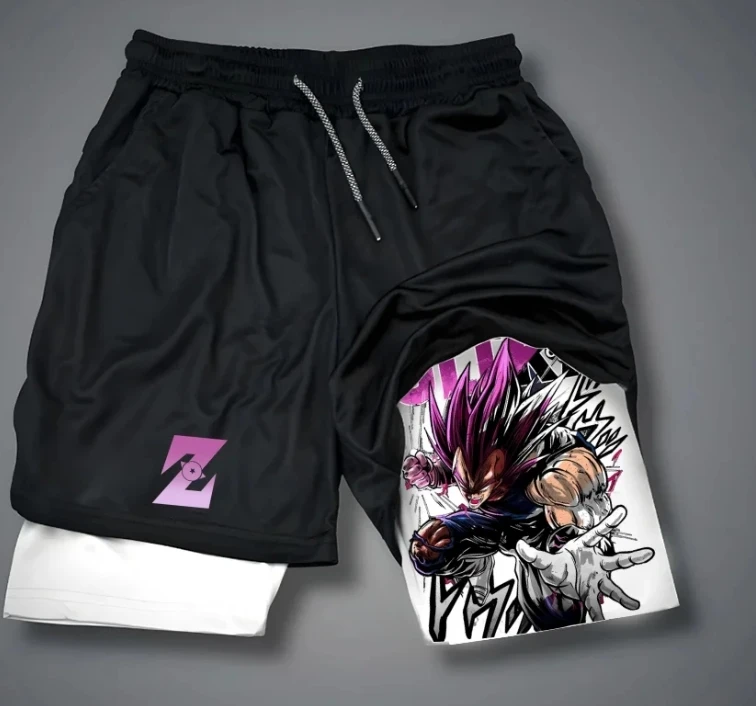 

anime print mens board shorts streetwear summer breathable drawstring sports trousers