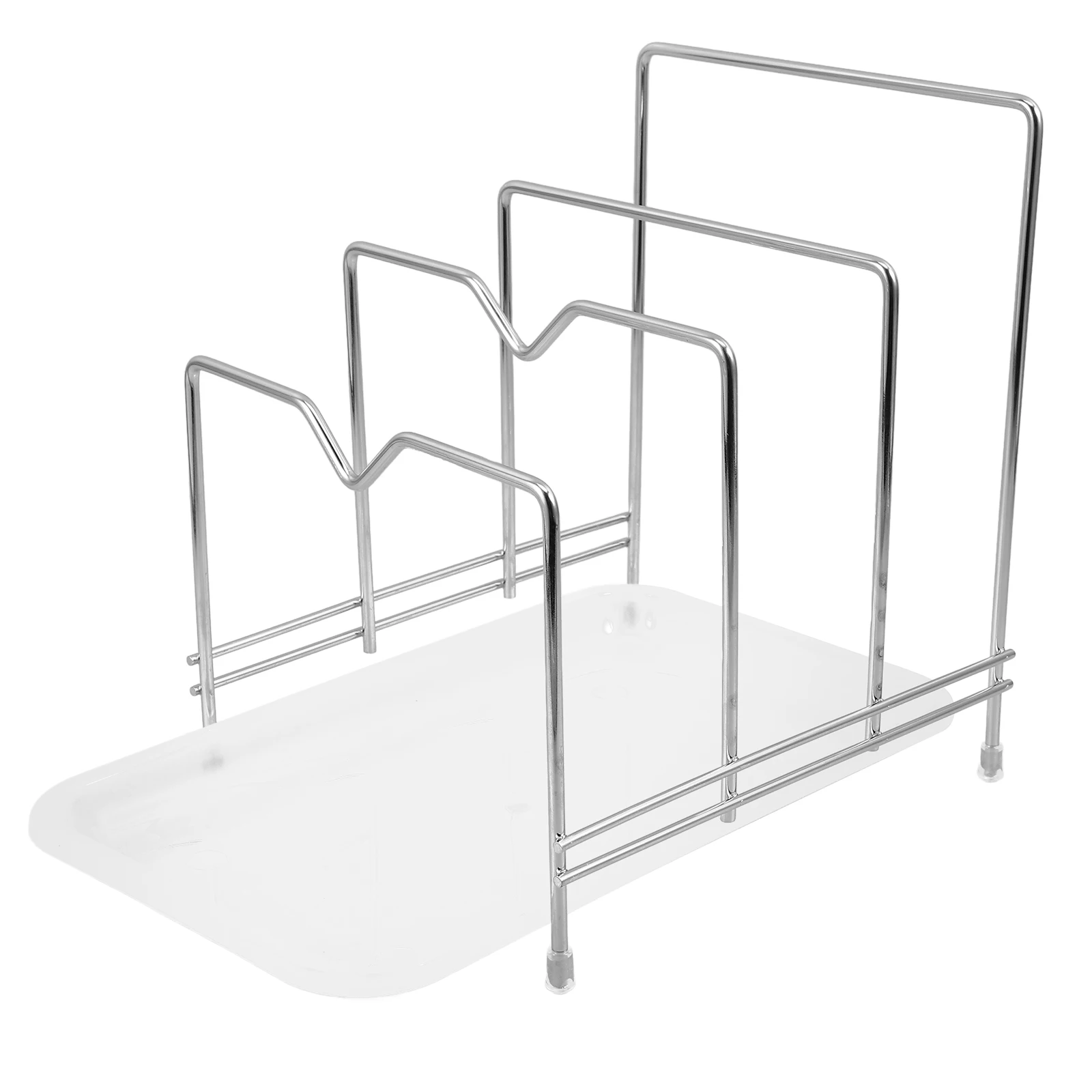 

Stainless Steel Board Rack 3 Tier Pot Cutting Board Storage Rack Lids Organizer with Water Tray Kitchen Storage Space Saving
