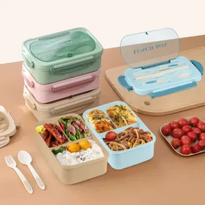 Square Snacks mit Besteck, Bento -Box -Mikrowellenofen, Leckage Lebensmittelbehälter, Picknickcamping, Büroangestellte 6 Hauptverkaufsmikrowellen -Plastiktopf - №5