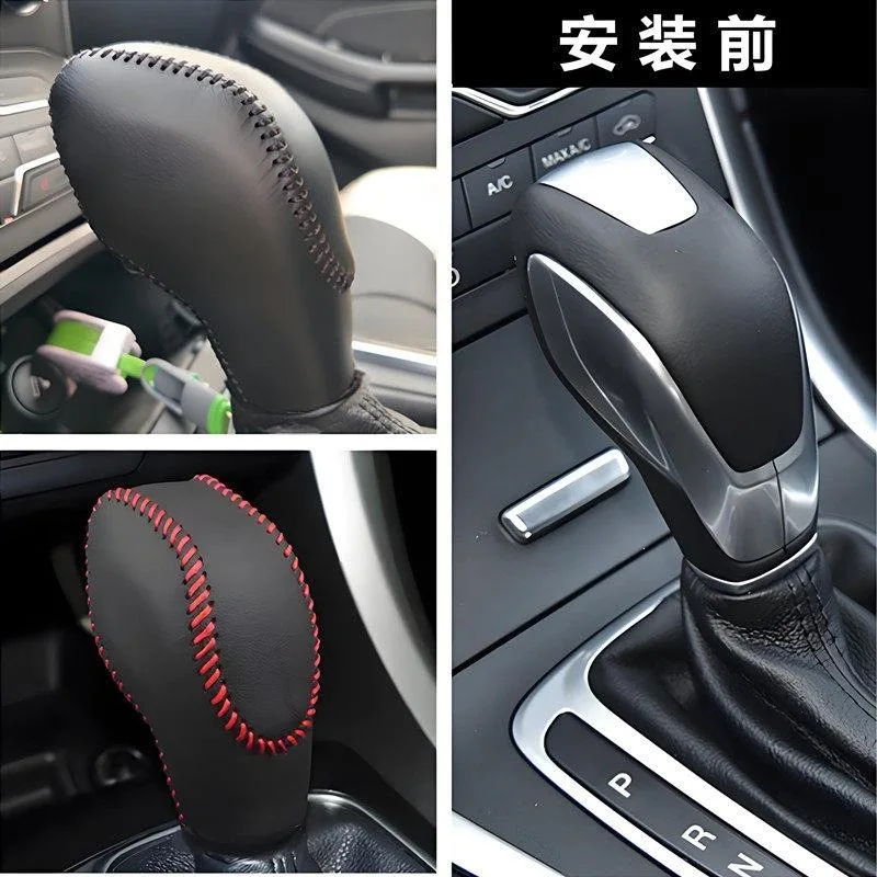 Automatic Genuine Leather Gear Shift Knob Cover Shift Lever Boot For Ford Mondeo 2013 2014 2015 2.0L