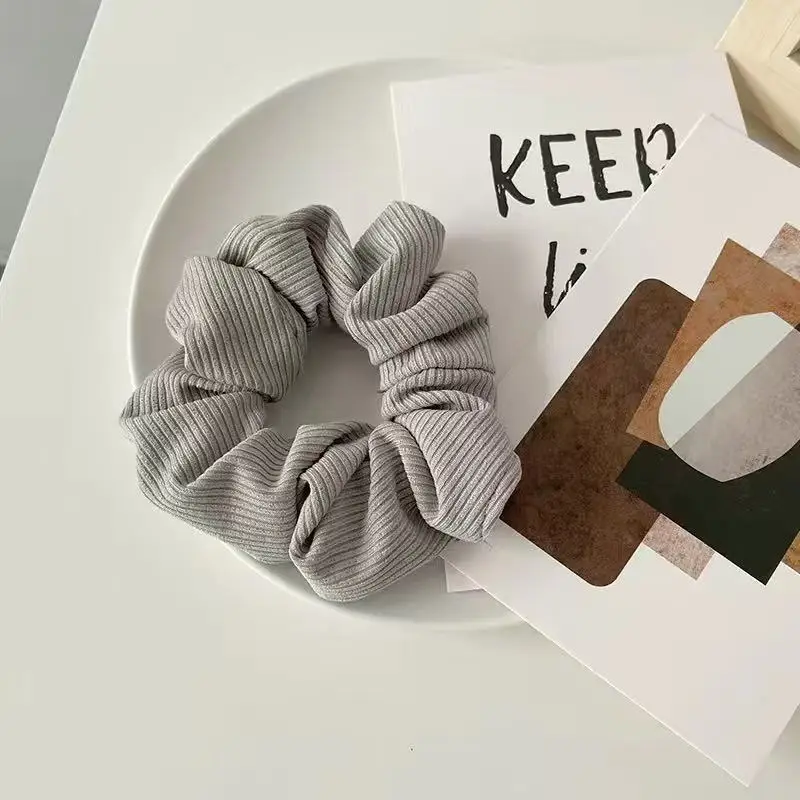 Großhandel 6 Stück/Packung Damen Mädchen Mikrofaser Scrunchie Gestrickte Stoff-Haargummis Koreanische Mode Scrunchies Set – Detail 2