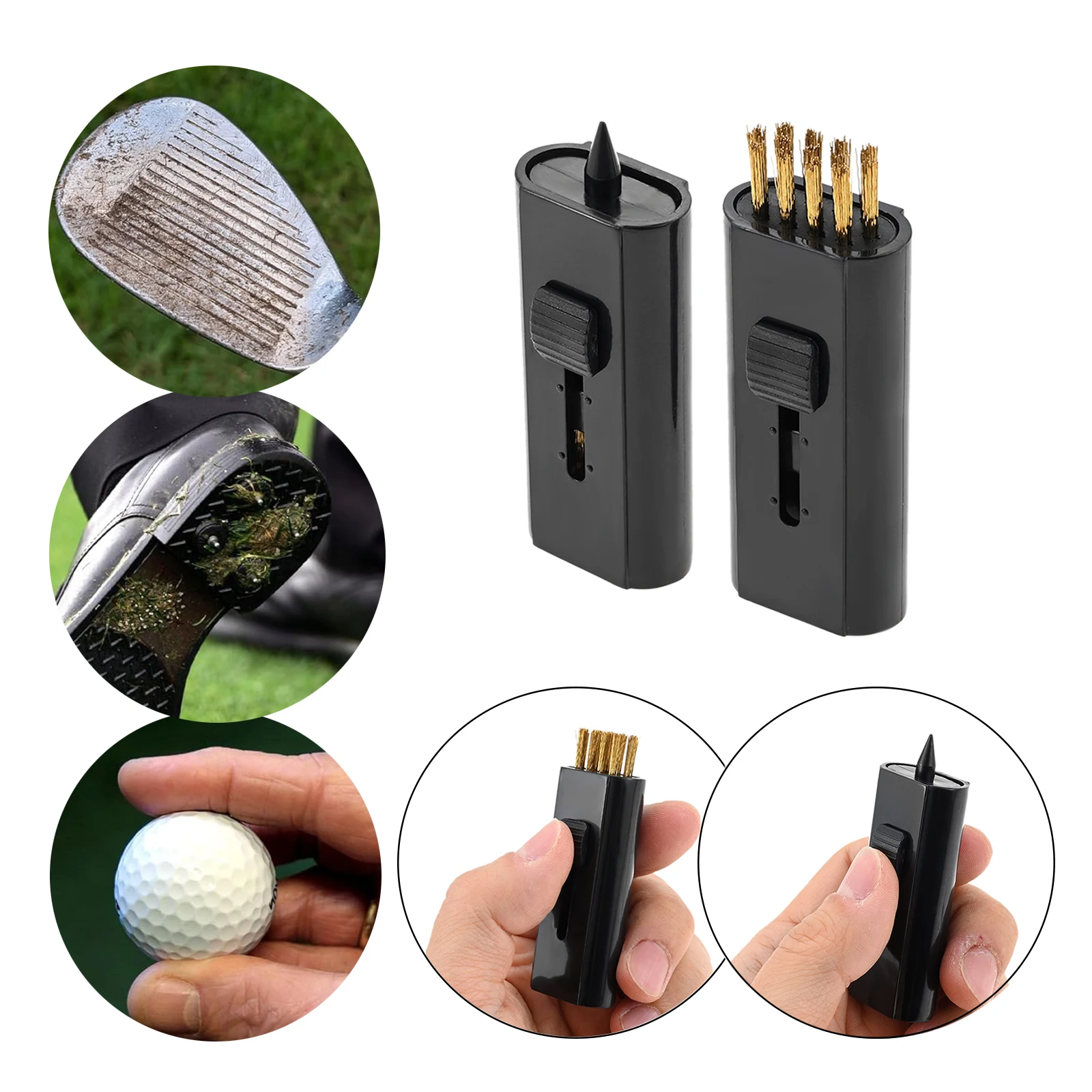 

4 Pcs Golf Club Cleaning Brushes Plastic Brass 58x25x14mm Cleaning Tool For Golf Irons & Putters Clean Grooves Portable