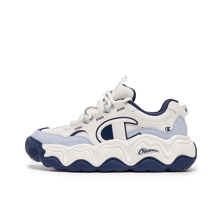 Champion Champ Lava EC Chaussures de skateboard basses unisexes blanc lait/bleu Qinghui U5CFCTU61M2