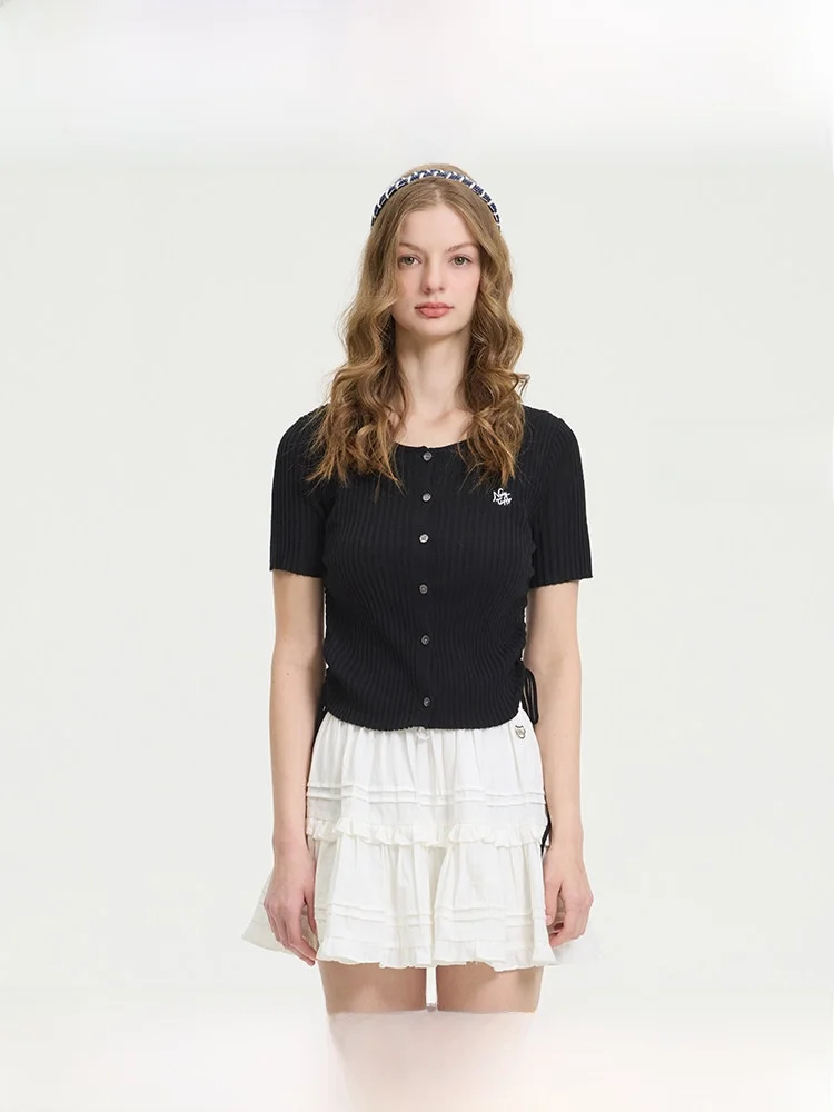 

Noisy Teddy 25 Year New Simple Color Women's round Ne ort Sve Knitted Sweater Slim Faion Versatile Summer Top