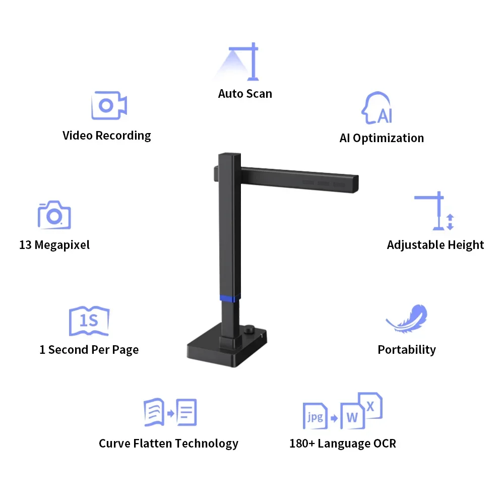 CZUR Shine Ultra Portable 13MP Book Scanner Flatten Curve Technology Capture Max A3 Document Fast Scan for Office Library School