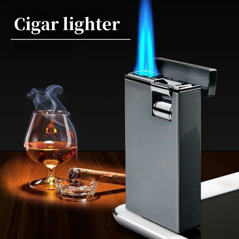 

Creative Metal Blue Dual Torch Gas Lighter Compact and Portable Cigarette Lighter Give Your Girlfriend High-end Birthday Gift