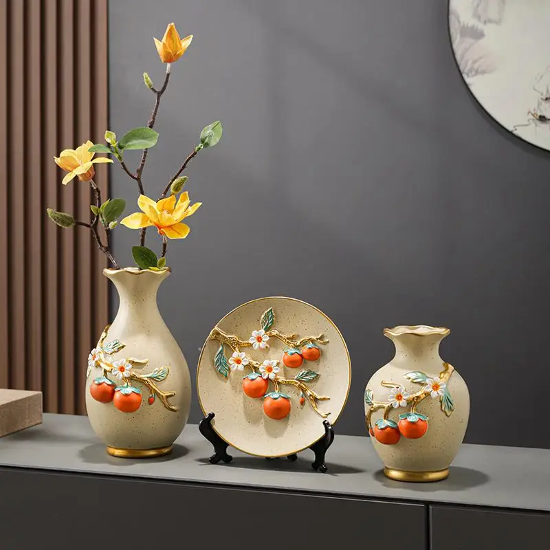 1 Set Ceramic Slender Vase Decoration Living Room Flower Arrangement High-end for TV Cabinet Foyer Table New Year Decoration