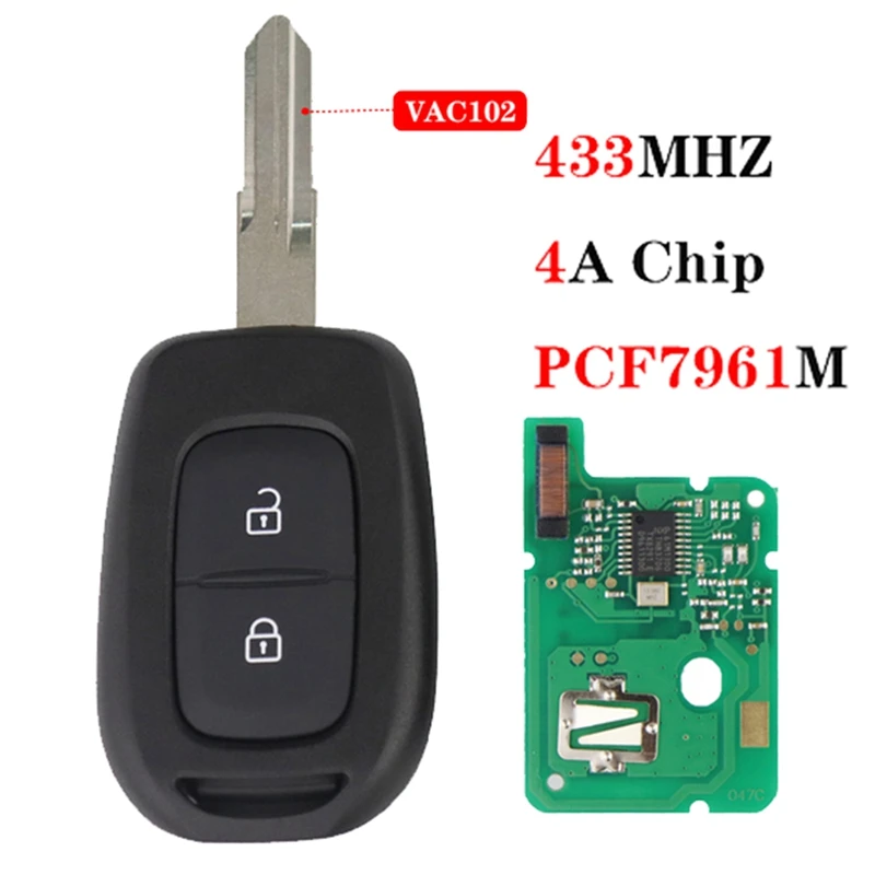 Car Remote Control Key For Renault Sandero Logan Lodgy Dokker Dacia Duster 4A 7961 Chip 433Mhz With VAC102 Blade