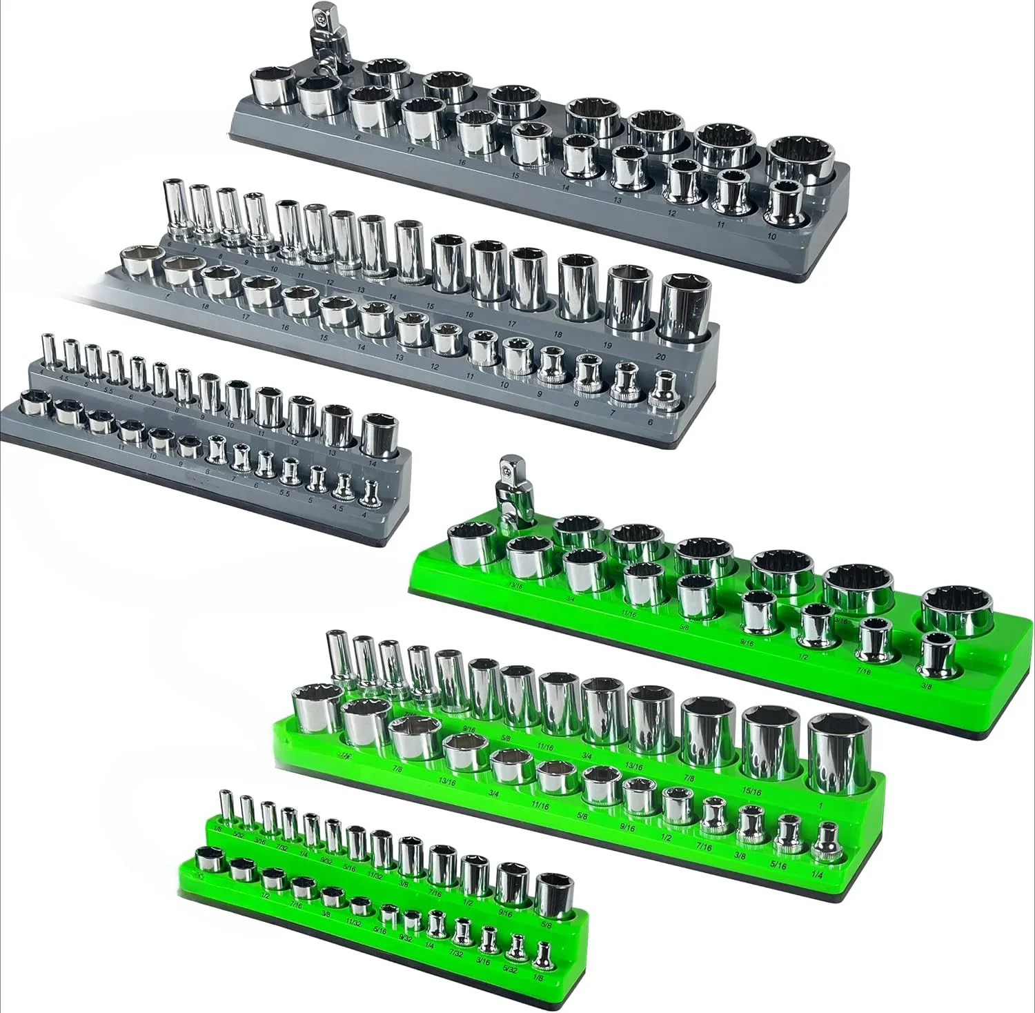 

home.Metric & SAE Socket holders for tool box drawer, Holds 143PCS Standard and Deep Size Sockets