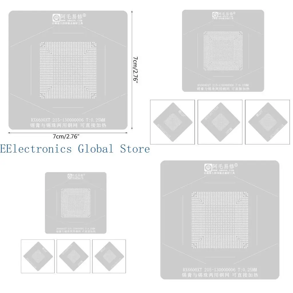 

462B RX6600XT RX5700XT RX580 GTX1050 BGA Reballing Stencil Kit CXD90060GG Graphics Chip GPU Solder Paste Planting Station