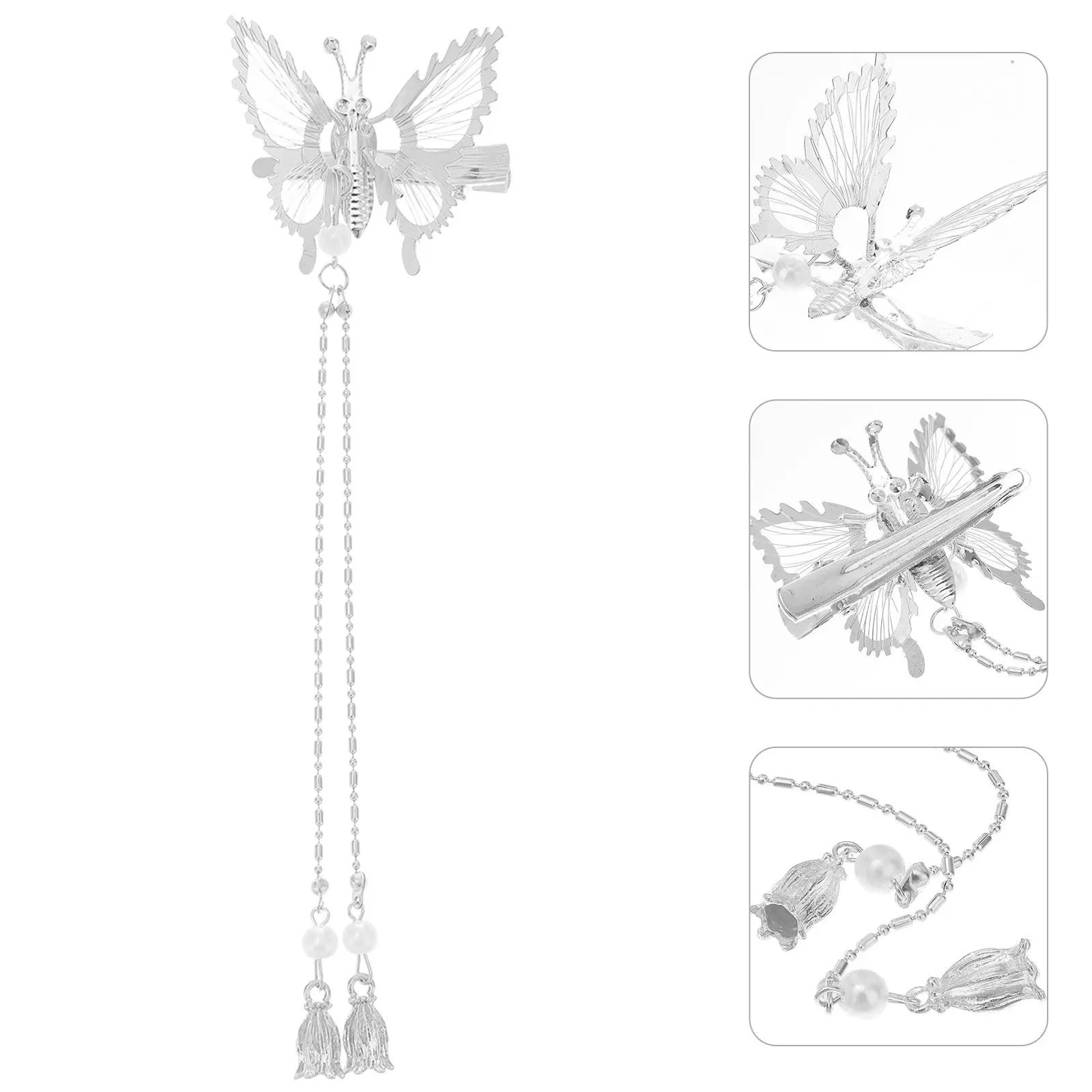 

Пара заколок для волос с бабочками и кисточками, элегантные боковые заколки-зажимы, аксессуар для волос с удобным захватом, из сплава, для девочек и женщин, подарок