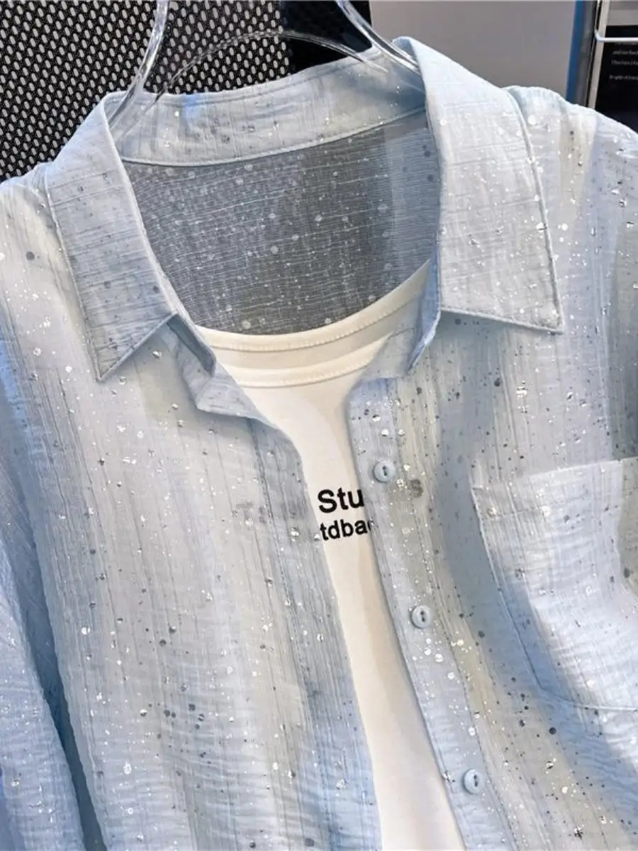 conjunto-de-verao-novo-camisa-solta-de-manga-longa-e-casaco-fino-casual-com-protecao-solar-e-lantejoulas-brilhantes-duas-pe