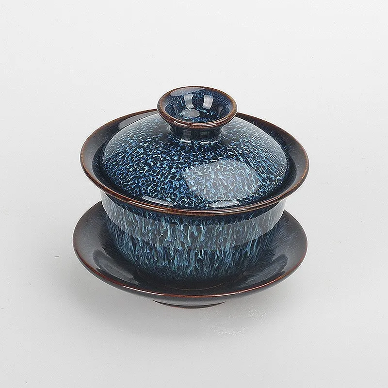 

Kiln Changjian Tianmu glazed teacup cover tea making large with a single ceramic set for home use