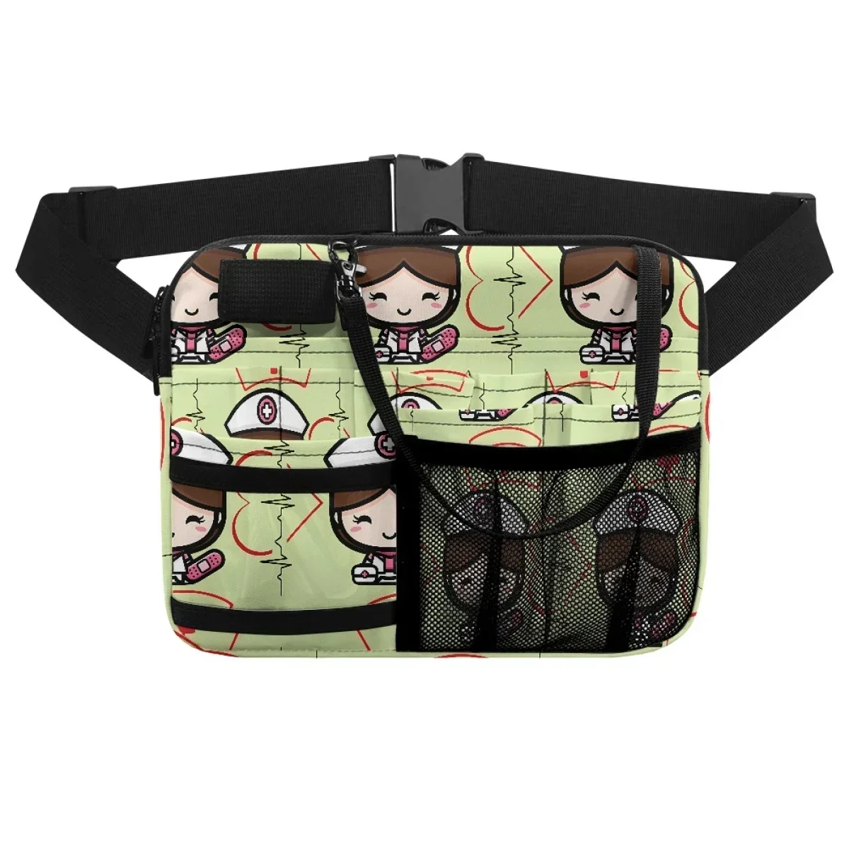 Cartoon Nurse Medical Heartbeat Healthcare Fashion Lady Fanny Pack  Multi Pocket Print on Demand  Nursing Tool Bags Bum Bag Gift