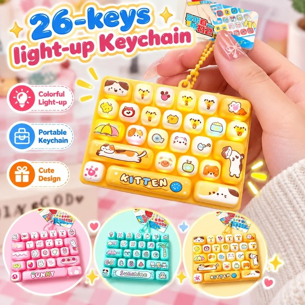 26-Key Decompression Button Cute Design Simulation Keyboard Mini Keyboard Pendant Transparent Dual-Tone With lights