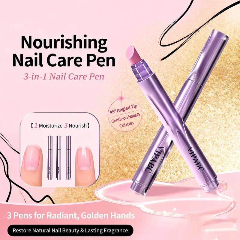 3‑in‑1 Nail Essence Pen Cuticle Remover Nutrient Liquid Repair Damaged Nails Prevent Breakage Hydrate Nail Bed Hydrolyzed