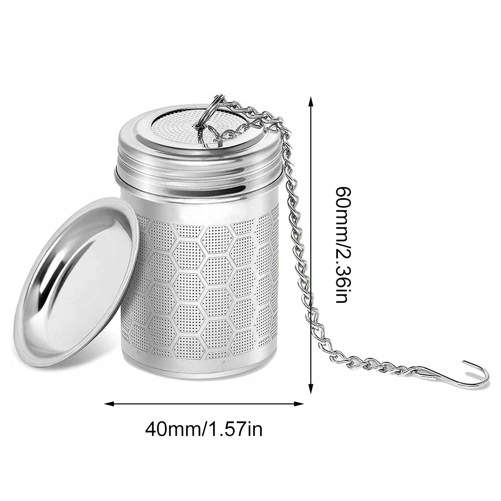 Stainless Steel Tea Leaf Infuser Strainer Spice Herbal Teapot Reusable Mesh Filter with Chain Hook Home Kitchen Accessories