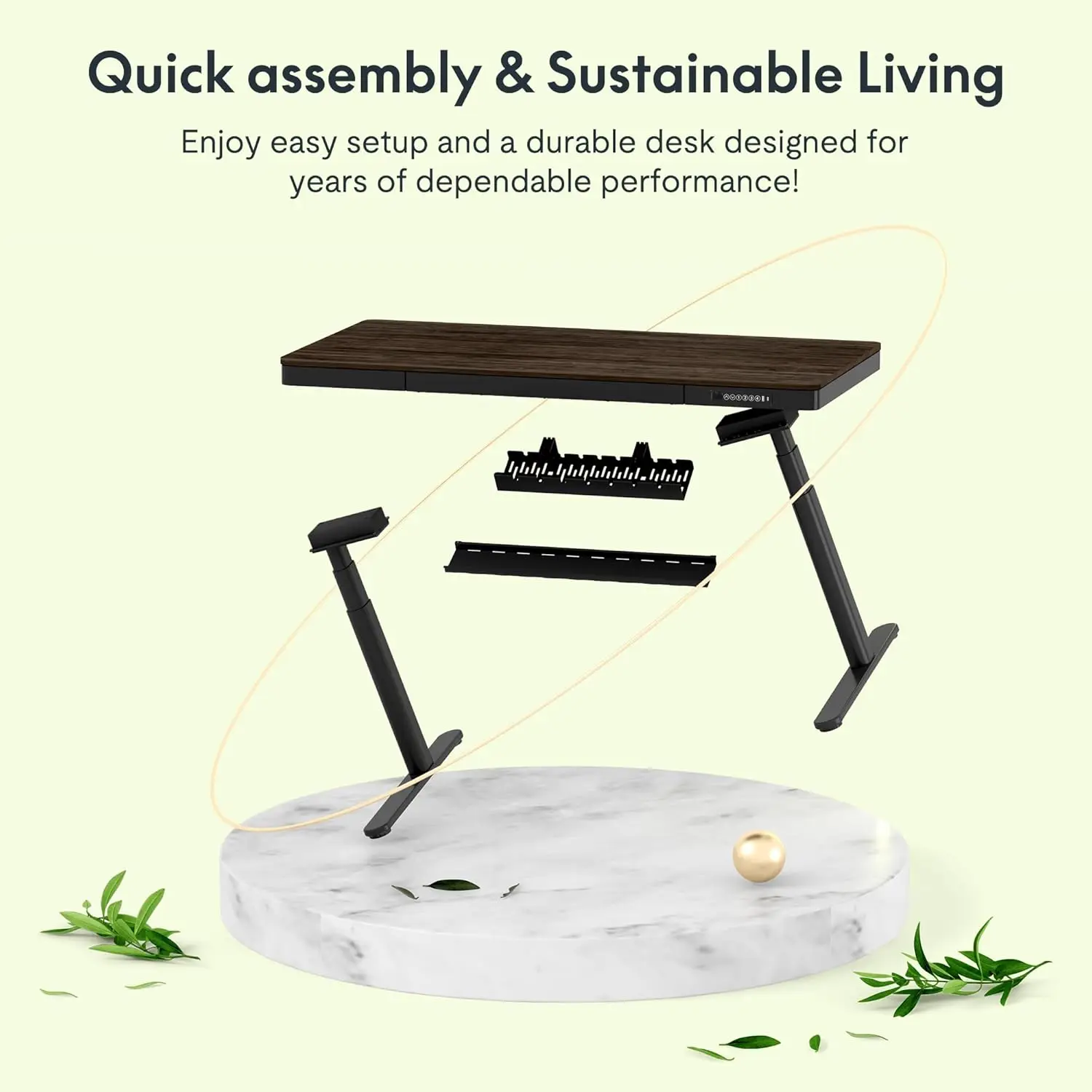 Bamboo Standing Desk, Dual Motor 3 Stages Adjustable Height Electric Computer Workstation Wireless Charging, Drawer