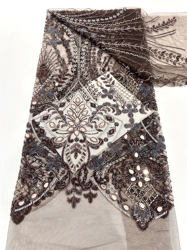 

Новейшая французская тюлевая кружевная ткань с бисером, высококачественные африканские кружевные ткани с пайетками для свадебных платьев, нигерийские.