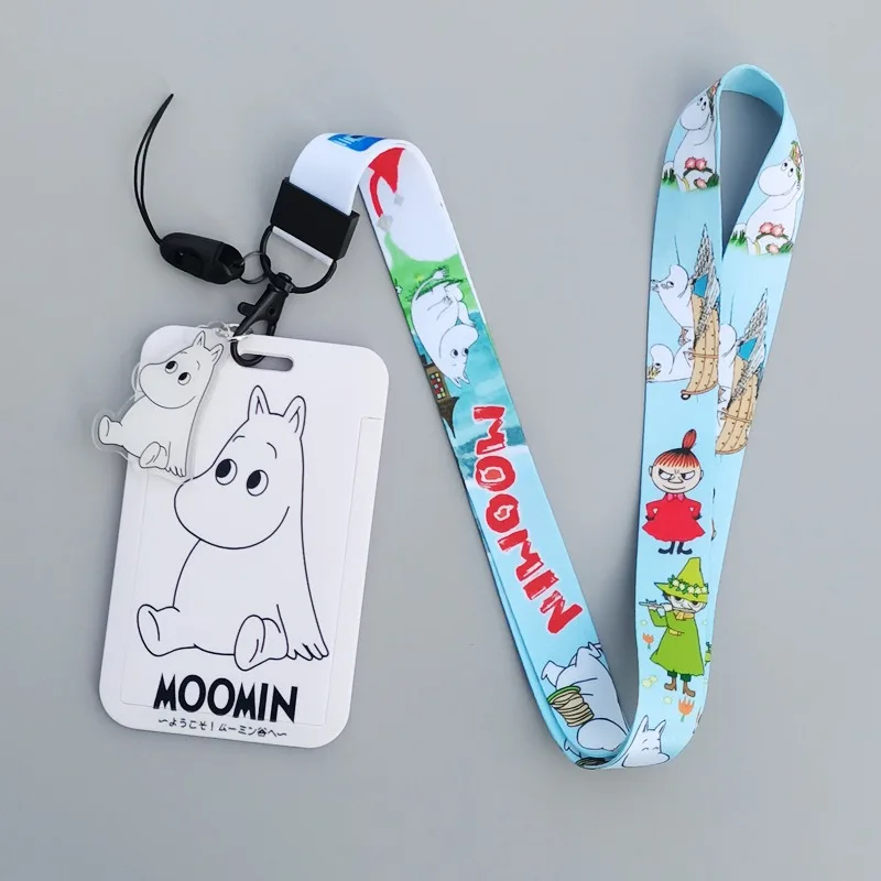 Moomin Cartoon Hard Card Holder Heat Transfer Print Polyester Lanyard Student Campus ID Badge Bus Subway Canteen Card Cover view 4