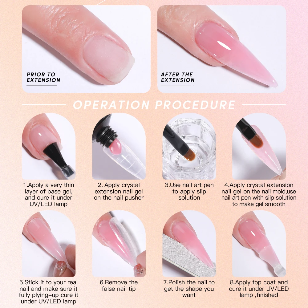 كما 15 مللي مسمار تمديد هلام مسمار بناء بولي مسمار الاكريليك هلام الأشعة فوق البنفسجية LED تمديد سريع من كريستال نموذج غير مؤلم كريستال فيرنيس الغراء #5