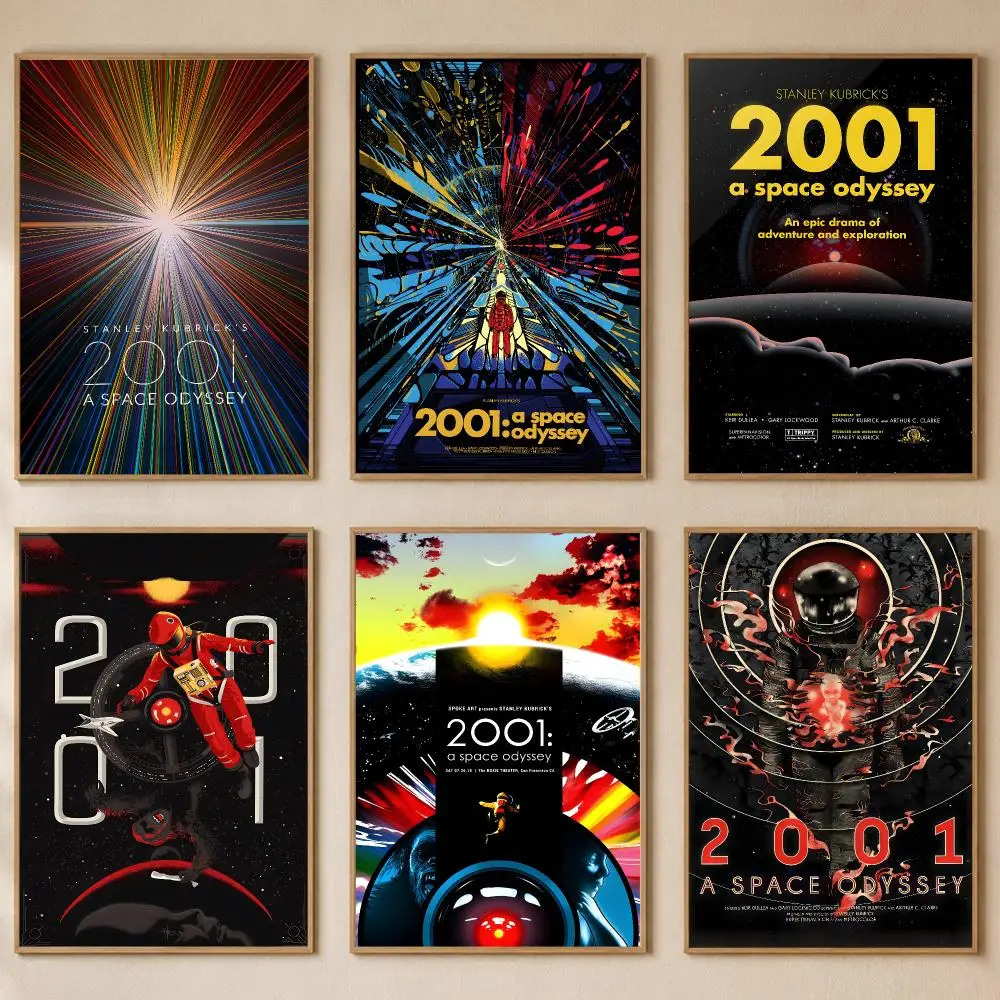 2001 A Space Odyssey Poster PP Self-Adhesive Wall Sticker Bedroom Gaming Cafe/Bar Vintage Aesthetic Decor Ideal Gift
