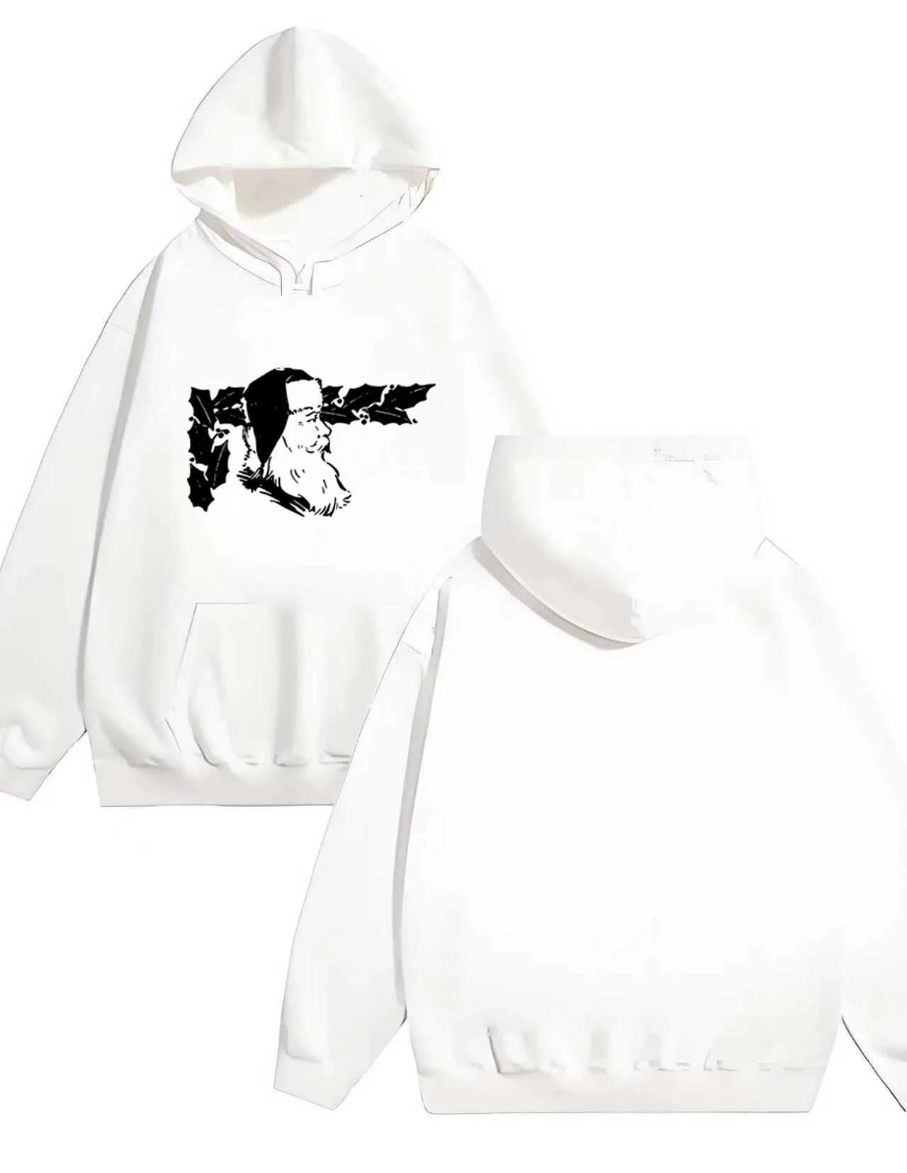 

The 2025 new men's and women's fashion loose 330G heavy-duty hooded sweatshirt with Christmas-style prints