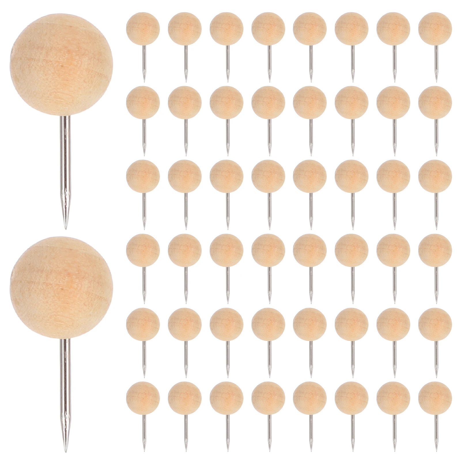 

100Pcs Round Thumbtacks Wood Pushpins Decorative DIY Tool for Home Office Cork Board Photos Maps Calendar Thumbtack