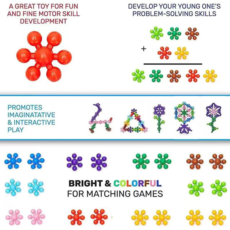 60/200PCS 3D Plum Building Blocks set Toys Snowflake Building Blocks giocattoli blocchi educativi fai da te Puzzle giocattoli per bambini Boy Girl Gifts