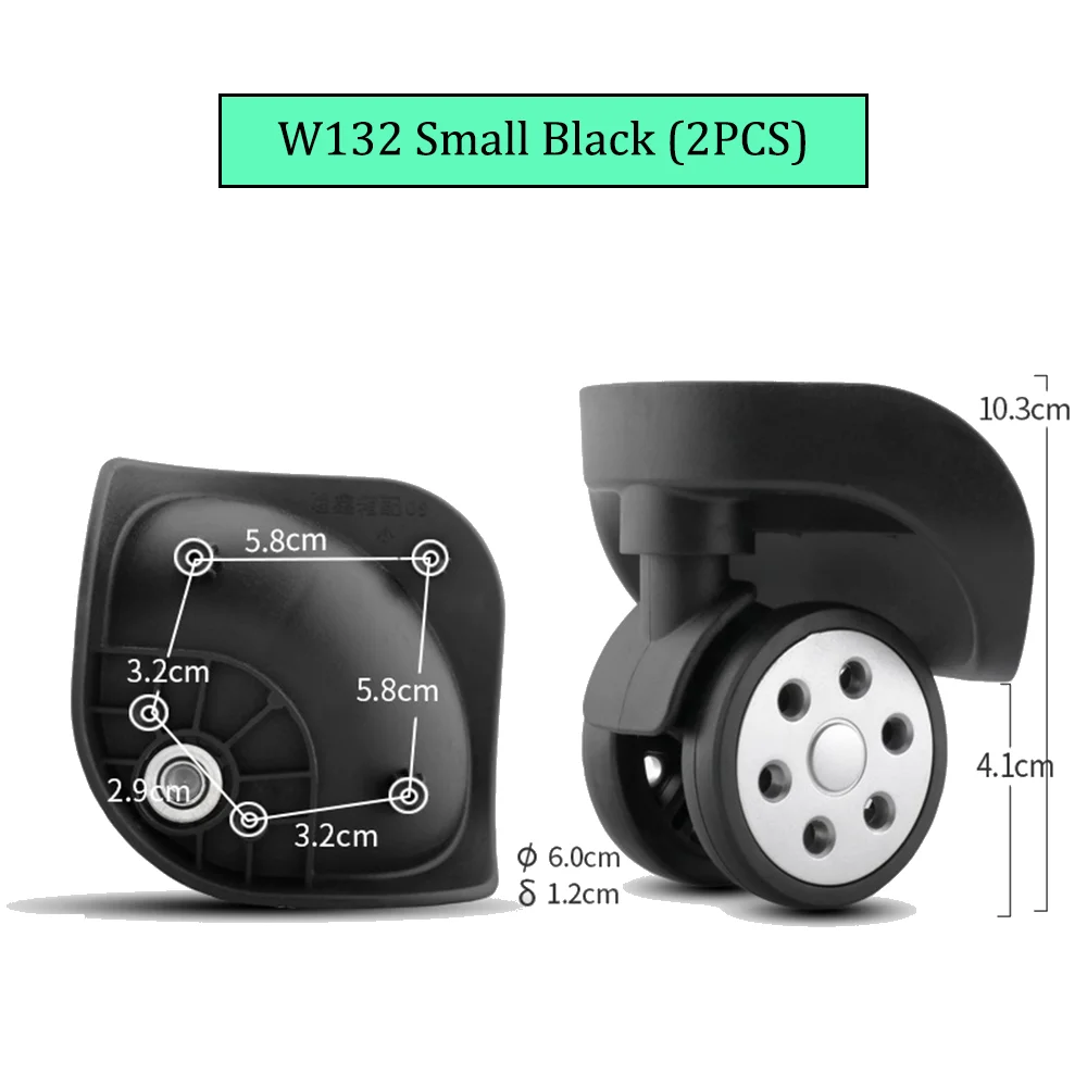 W132 Trolley Case Wheel, facilmente lidar com a polia da bagagem, rodízios deslizantes, reparação resistente ao desgaste Slient