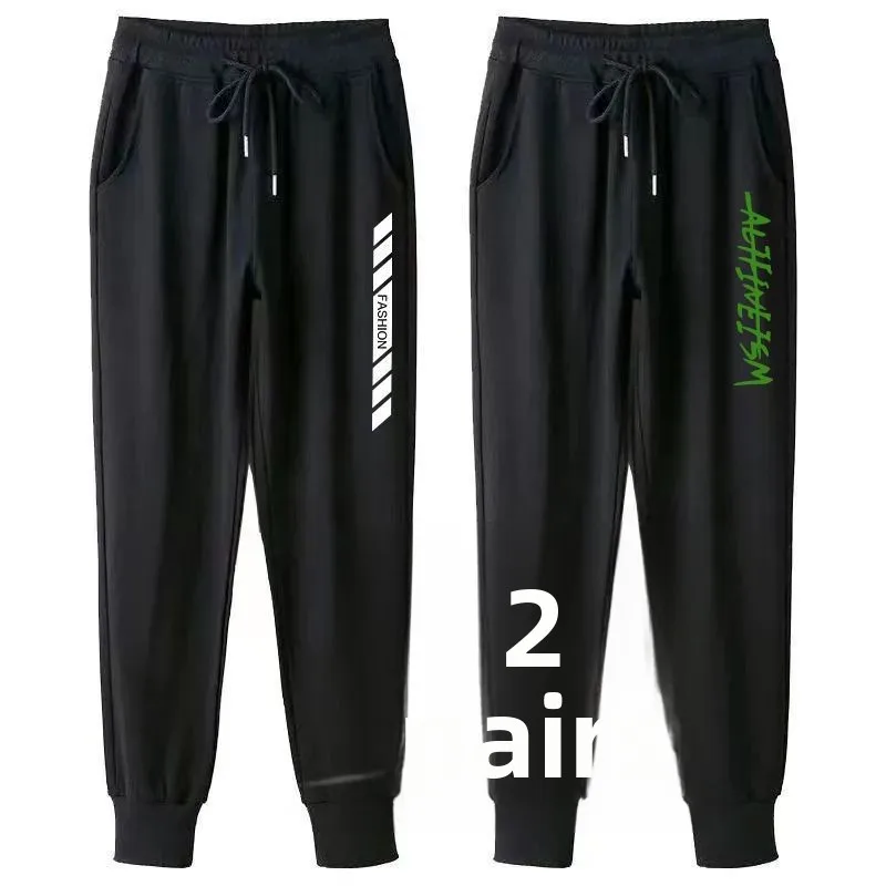 

Мужские летние осенние свободные брюки из ледяного шелка, тонкие эластичные повседневные универсальные спортивные длинные брюки, корейские прямые брюки с принтом, поли...