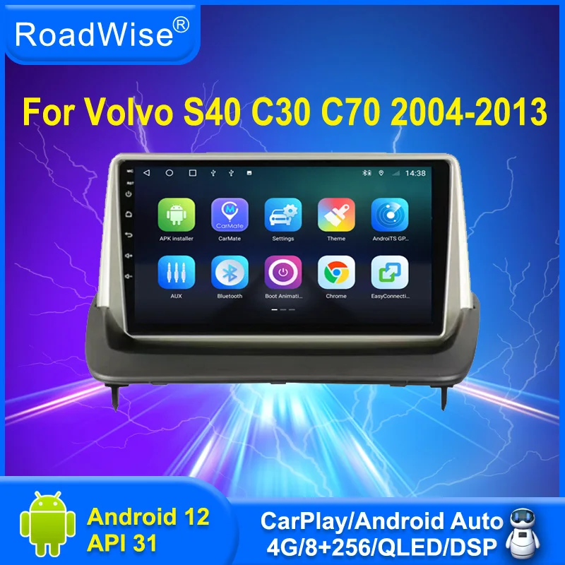 

Roadwise 8+256 Android 12 Car Radio Carplay For Volvo S40 C30 C70 2004 - 2013 Multimedia 4G WIFI GPS DVD 2 DIN Autoradio Stereo