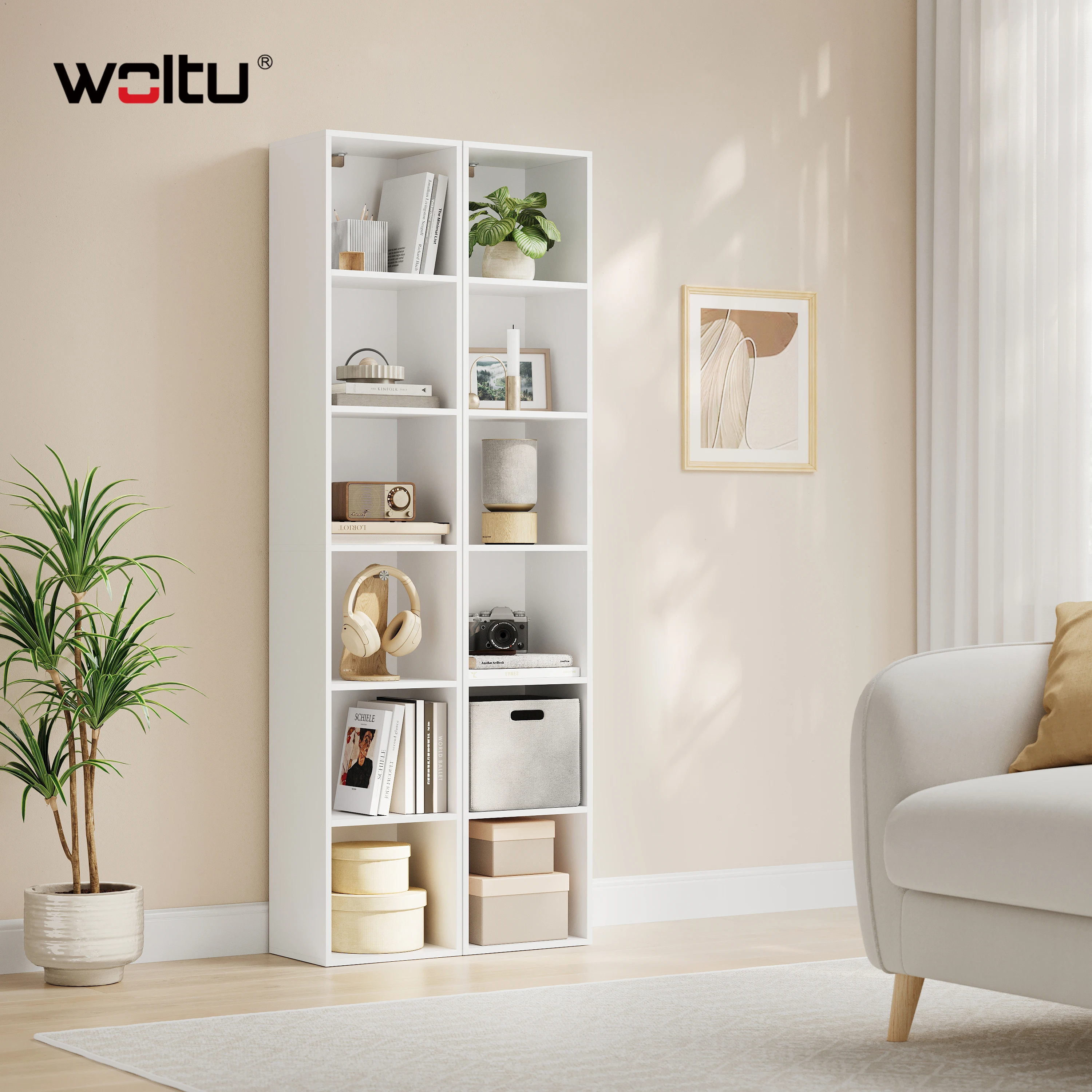 WOLTU 1 Stück weißes Bücherregal, Holz-Aufbewahrungswürfel, Bücherregale, Regaleinheit, Aufbewahrung für Wohnzimmer, Schlafzimmer, Arbeitszimmer – Detail 4
