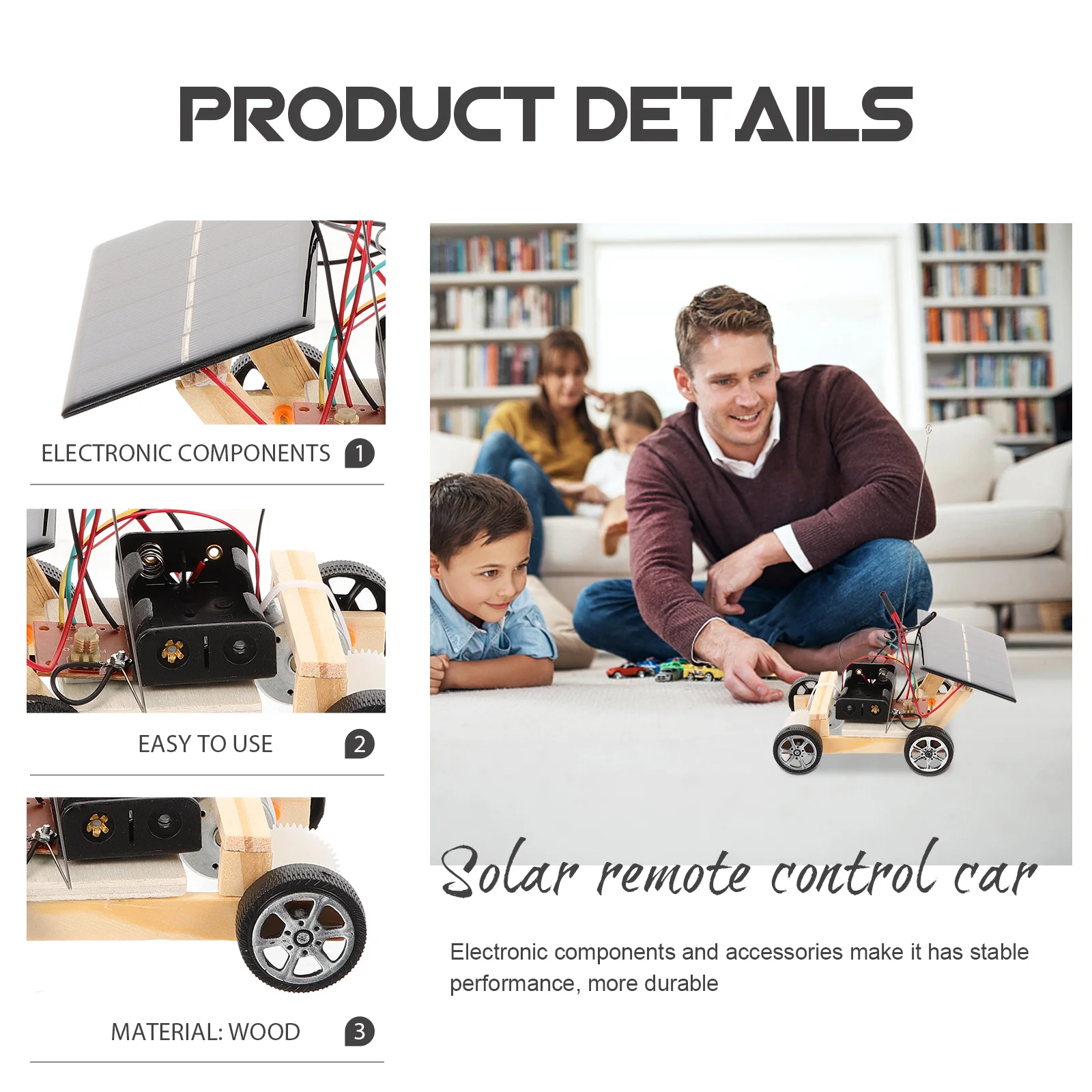 

Деревянный солнечный DIY радиоуправляемый автомобиль в сборе, набор головоломок для детей, стебель, научный автомобиль, разработки, наблюдение, способность мышления