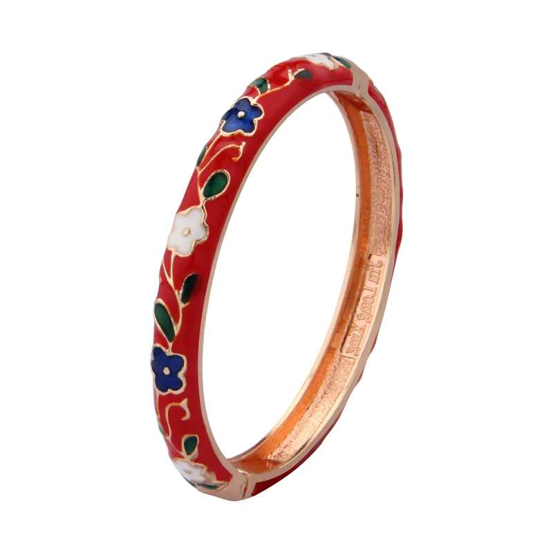 Enamel Bracelets For Women Cloisonne Bangle On Hand Hawaiian India African Jewelry Women\'s Hand Bracelets Floral Designer Gifts