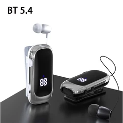 Mini Portable Bluetooth Wireless Headphones BT5.4 In-Ear Headset Wear Clip Hands Free Earphones Lotus Ears With Wire Type c