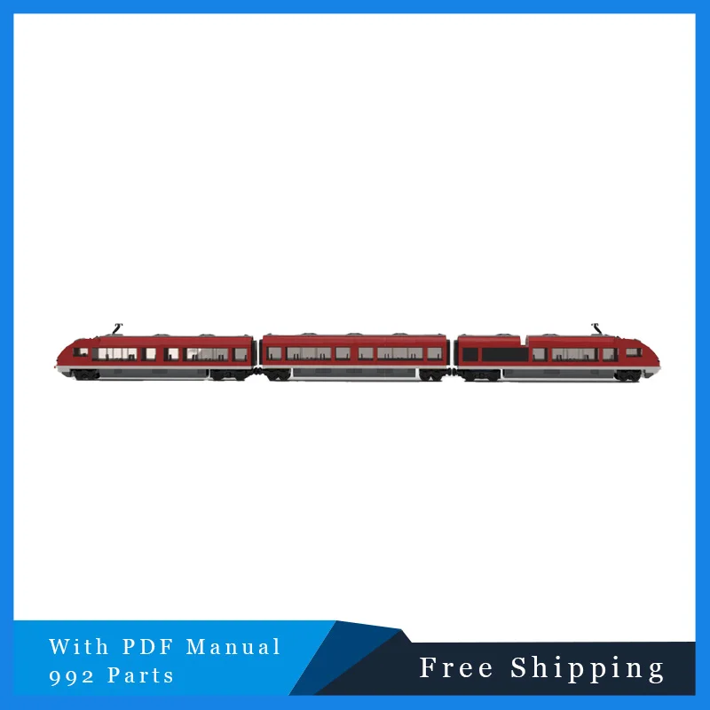 992 pièces technologie de Train rouge modulaire populaire MOC bloc de construction créatif modèle enfants bricolage Puzzle jouet cadeau d'anniversaire de noël
