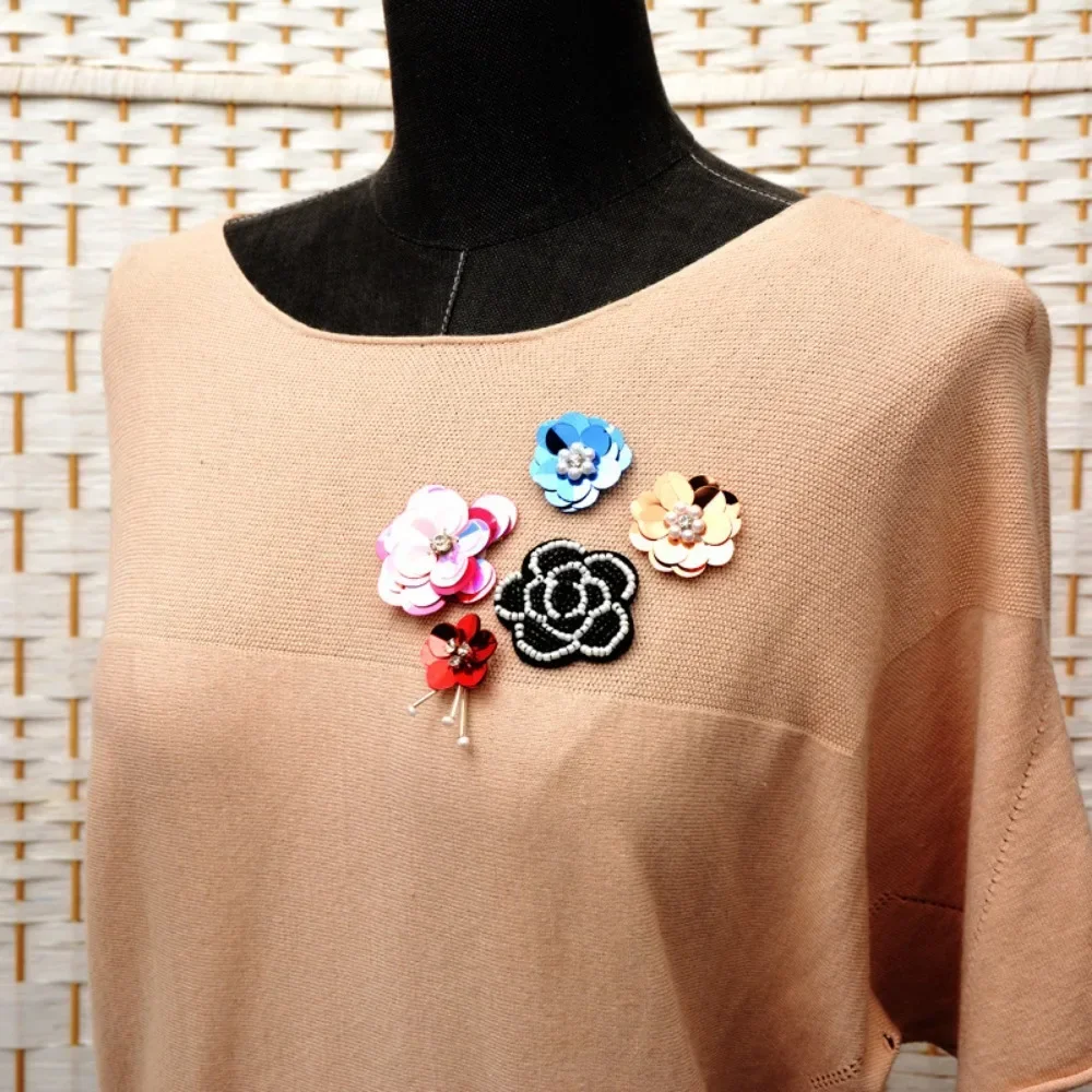 Handmade Flower Colored Sequin Beads Flower Cloth Sticker Small DIY Clothing Accessories Shoes Bag Decoration Patch Hand Sewn