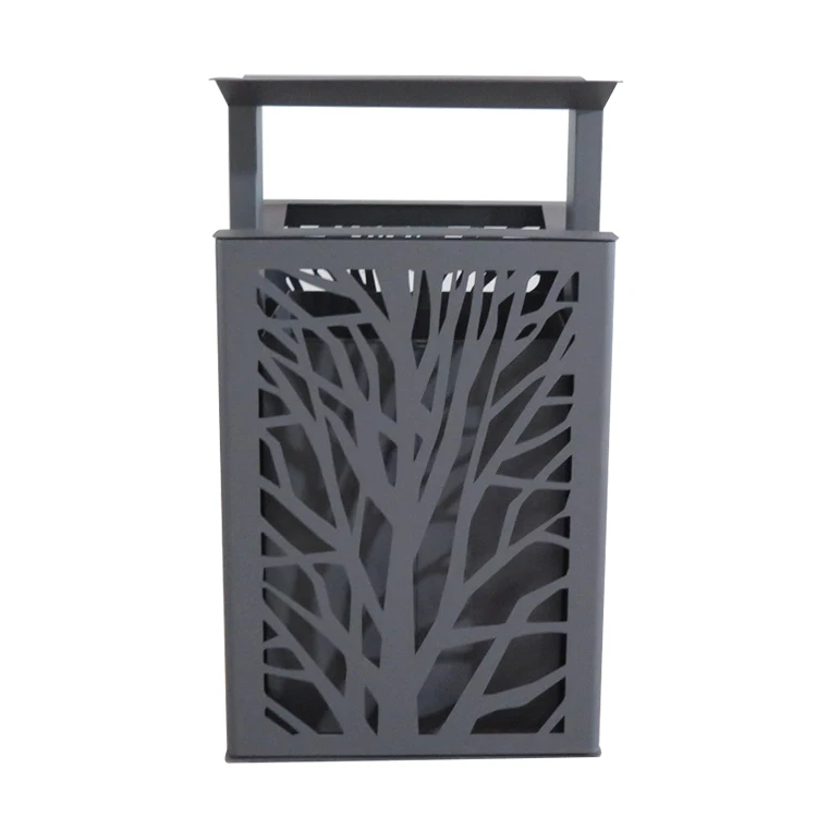 xx-Factory  Custom Metal Outdoor Trash Receptacle Public Street Commercial Trash Can Manufacturer*