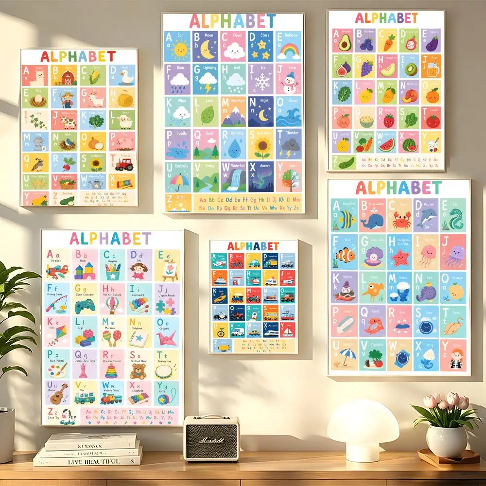 Colorful Alphabet Charts Poster HD art sticky wall waterproof home living room bedroom bar decoration